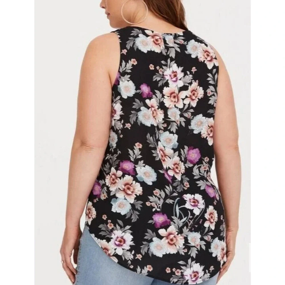 Torrid Georgette Single Pleat Front Chiffon Sleeveless Blouse Floral Plus Sz 2X - Picture 6 of 8